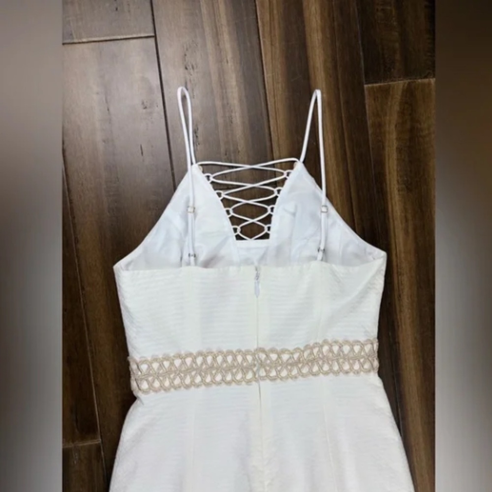 Lilly Pulitzer size 00 Lace Trista Dress White and Gold Knee Mini Length shift - Picture 7 of 9